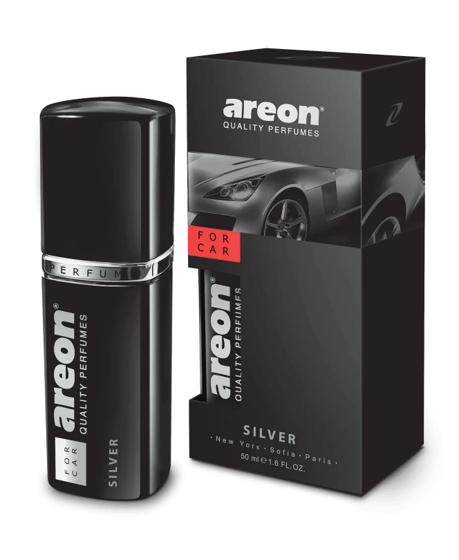 Tienda encarGO! Vehículos Silver Perfume Premium Para Carro AREON®️ Envase de Metal